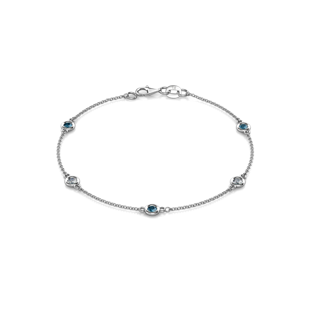 Aizza 0.78 ctw Blue Diamond and Natural Diamond (3.50 mm) Station Bracelet 